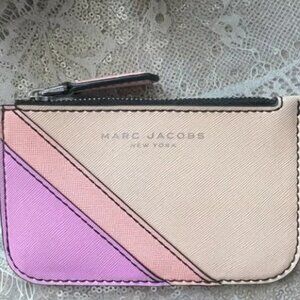 MARC JACOBS Color block Keychain Pouch/CardHolder Pink and Orange